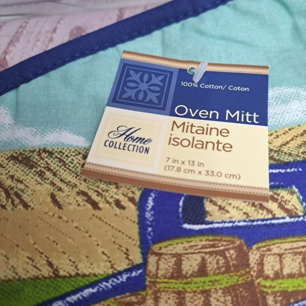 Country Kitchen Vineyard 4pc Oven Mitt, Towel, Pot holders 100% Cotton NWT